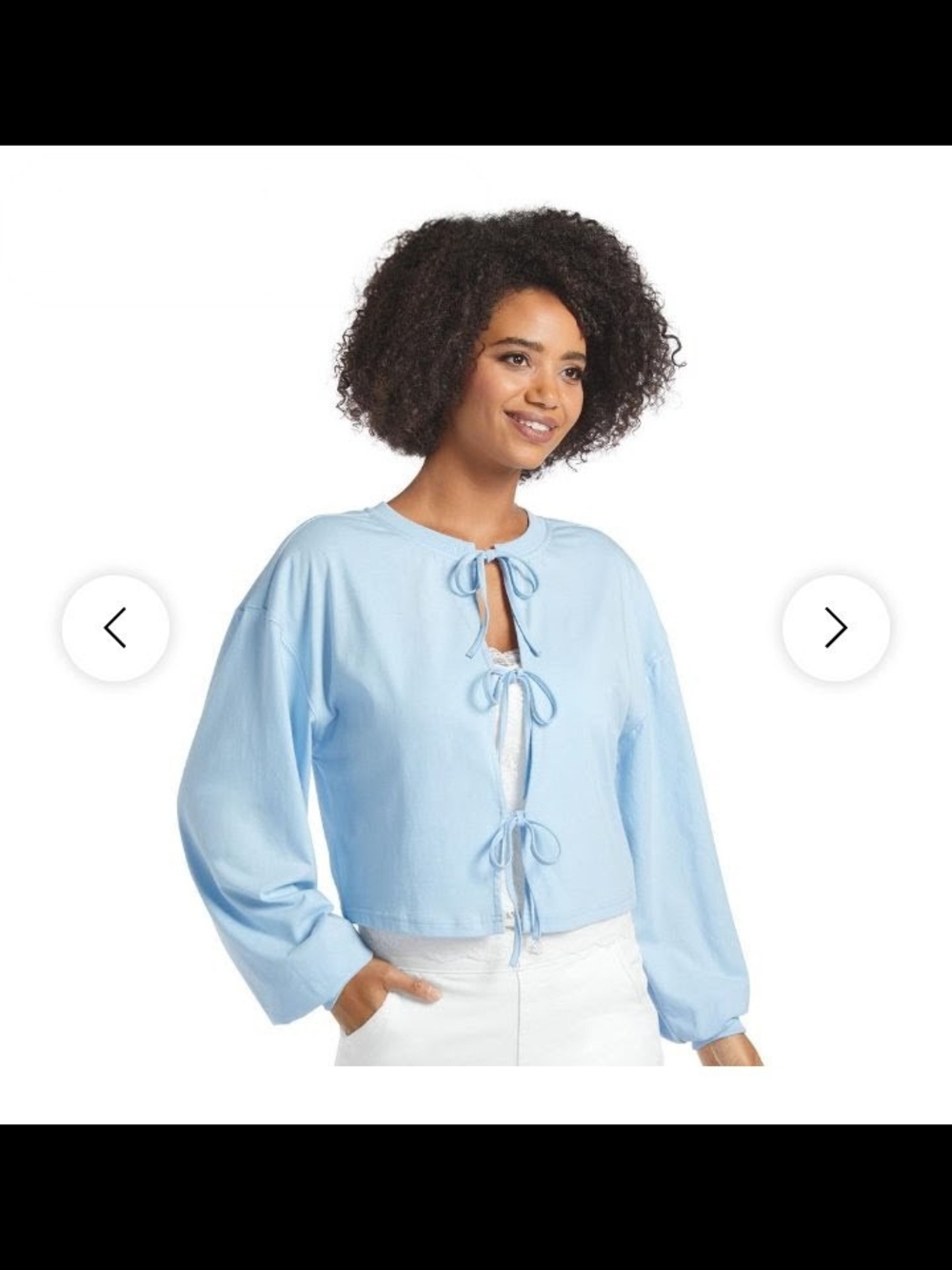 Light Blue Tie-Front Women’s Cardigan Sweater